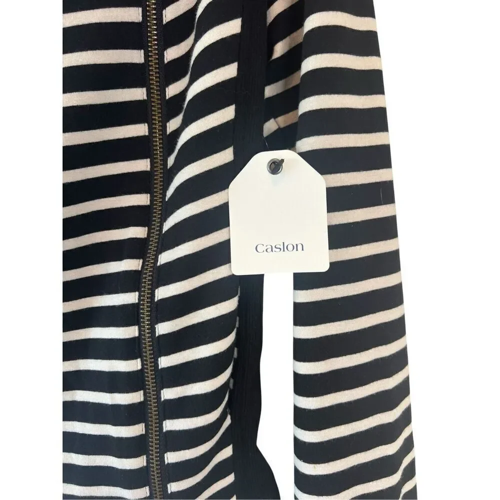Caslon NWT Sz M Striped Full Zip Sweater
